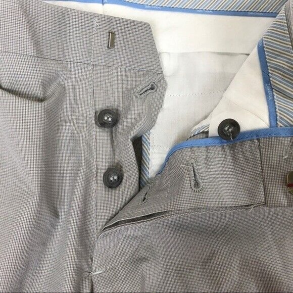 Zara Casual Mens Basic Gray Multi Color Checkered Button Fly Size 34 Chinos - Picture 3 of 4